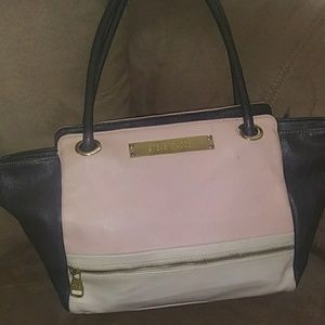 Steve Madden leather tote pink white navy blue